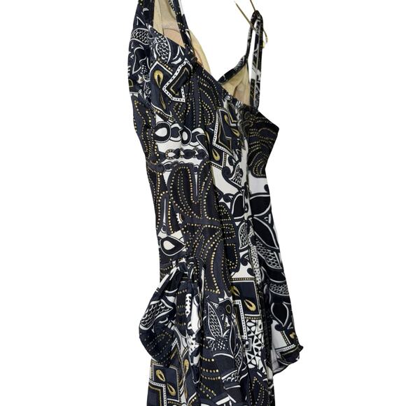 Maxine of Hollywood Size 12 One Piece Swimsuit Black White Gold Floral Print - Picture 5 of 8